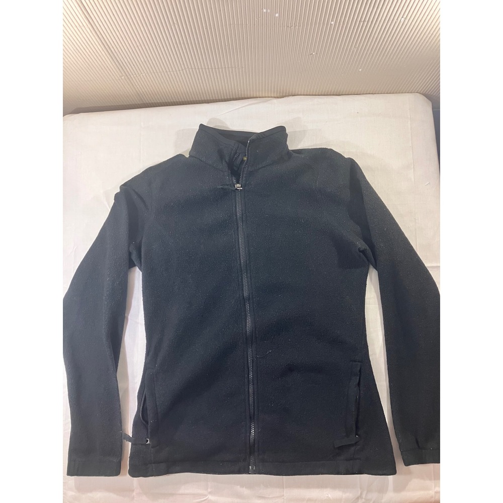 Cabelas Fleece Jacket Full‎ Zip Black Mock Neck Womens Size M/M
